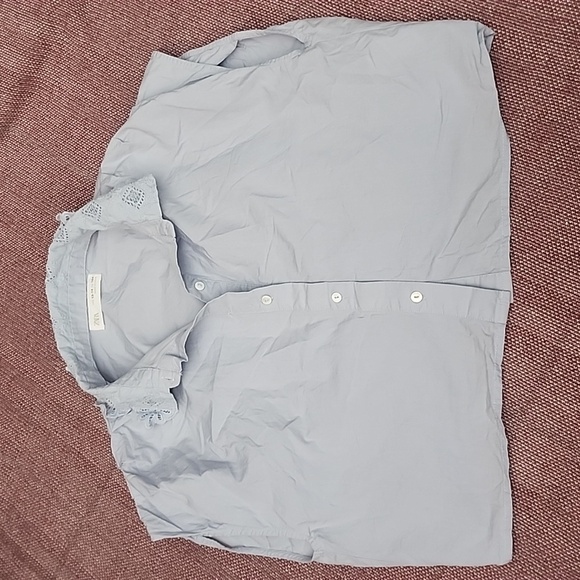 Zara Crop Top Short Sleeve - Girls Size 13-14 Blue - Picture 1 of 10